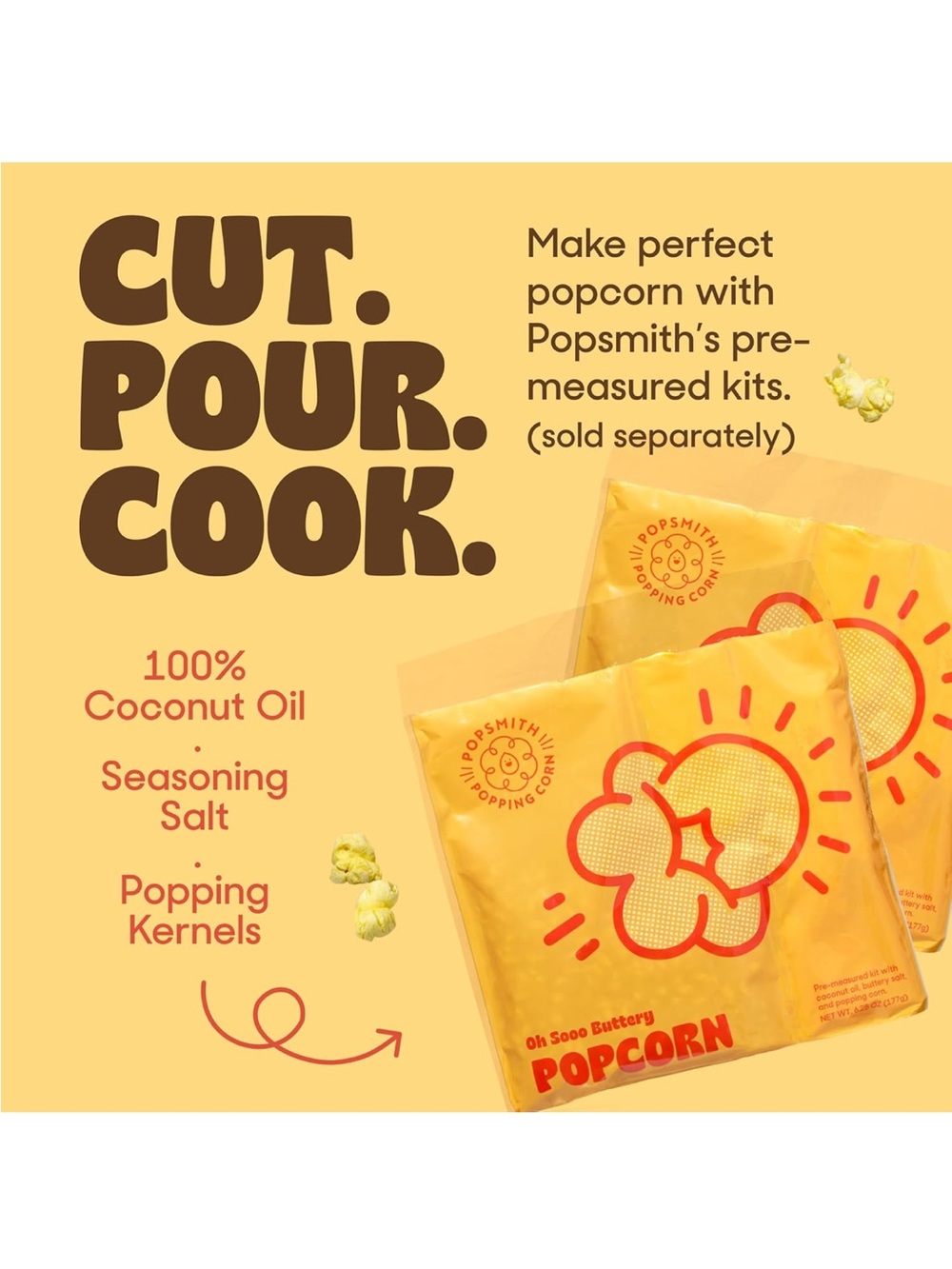 Popsmith Popcorn Popper in Cream - 6 Qt Stovetop Stainless Steel Popcorn Machine - Picture 4 of 8